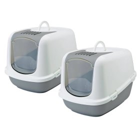 2er Sparpack XXL Katzentoilette NESTOR JUMBO weiss-grau...