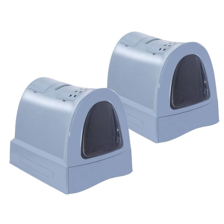 2er Sparpack Katzentoilette mit Schublade Tragegriff Staufach blau (32,50 € pro 1 Stück)