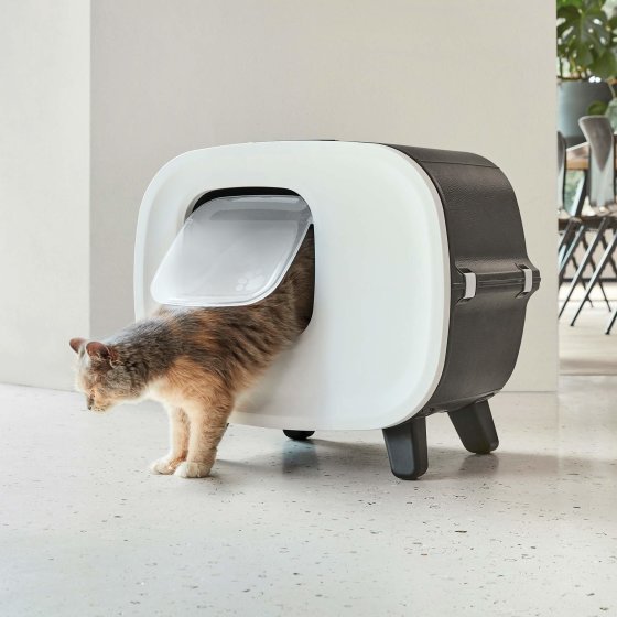 Designer retro cat litter box with swing flap filter and drawer blac 38 99