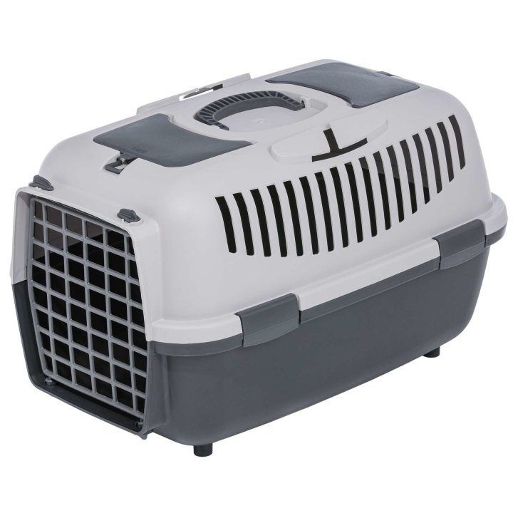 Transportbox Hundebox Katzenbox hellgrau-dunkelgrau 54,5 x 34 x 34 cm