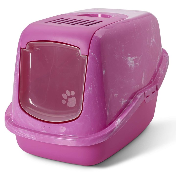 Modern cat litter tray Hooded litter tray NESTOR pink marble 56 x 39 19 99